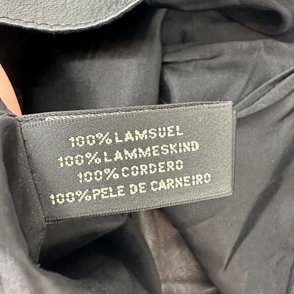 Ralph Lauren Lamb Skin Pants Leather Black Size 4 Black Label Straight Leg Chic - Picture 10 of 12